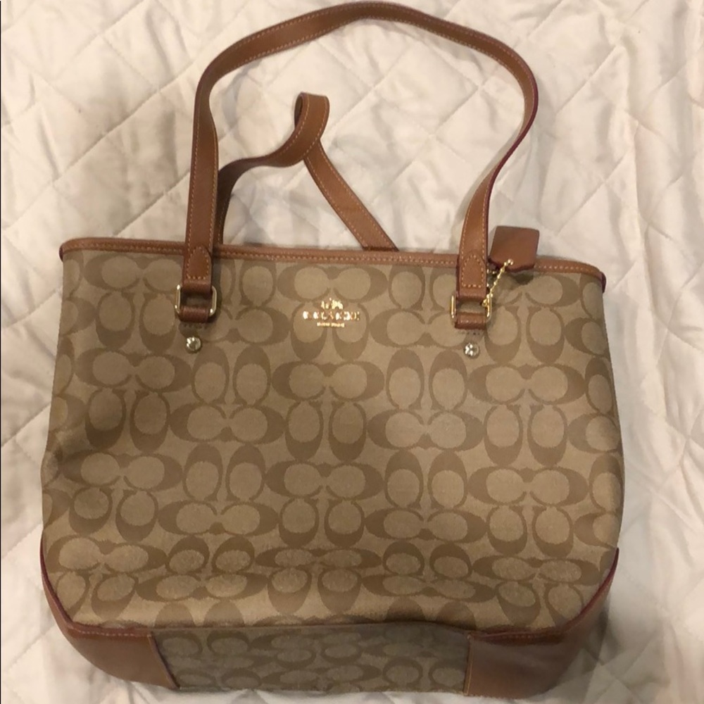 Authentic brown coach tote bag
